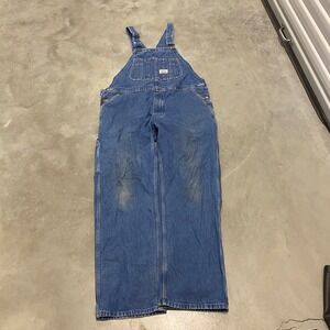 Round House Mens Denim Bib Overalls Made in USA Blue Workwear Carpenter Pants